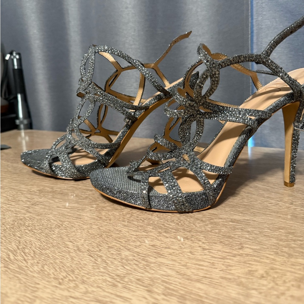 INC International Concepts Silver Stiletto Heels
